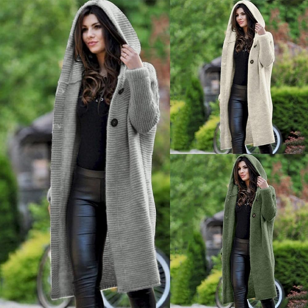 Amazon.com: LIXIAO Women's Knitted Hooded Sweater Long