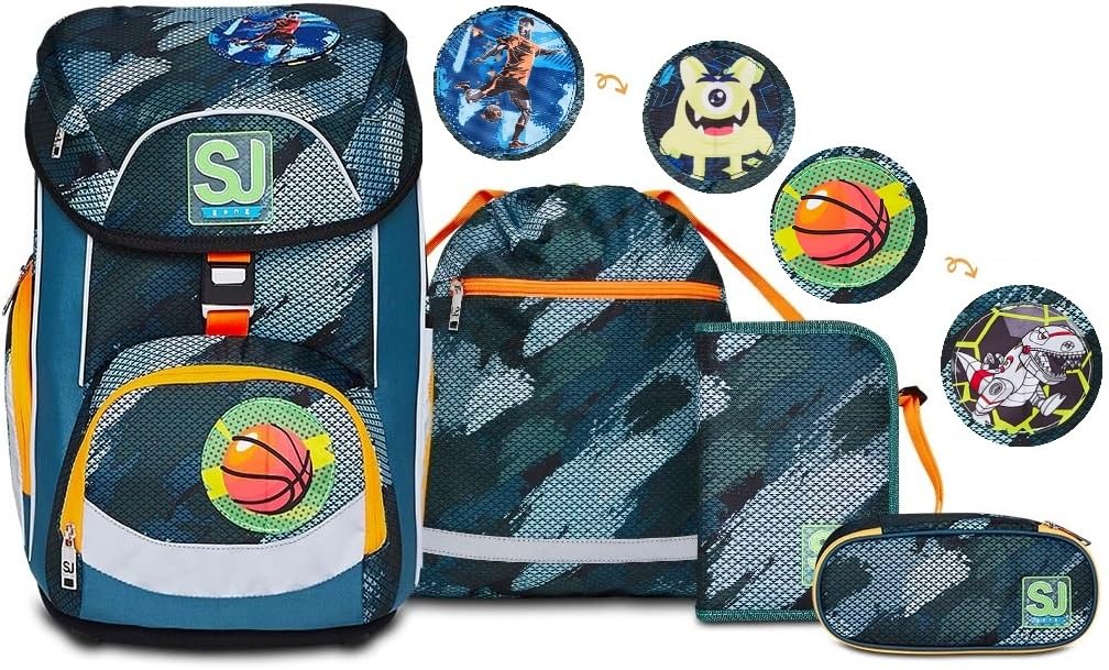 SJ Gang Zaino Scuola Estensibile Per Bambini – Doppio Scomparto, Zip Laterali, Tasca Porta Borraccia, Design IGR Ergonomicamente Certificato, Capienza 26-31 Litri