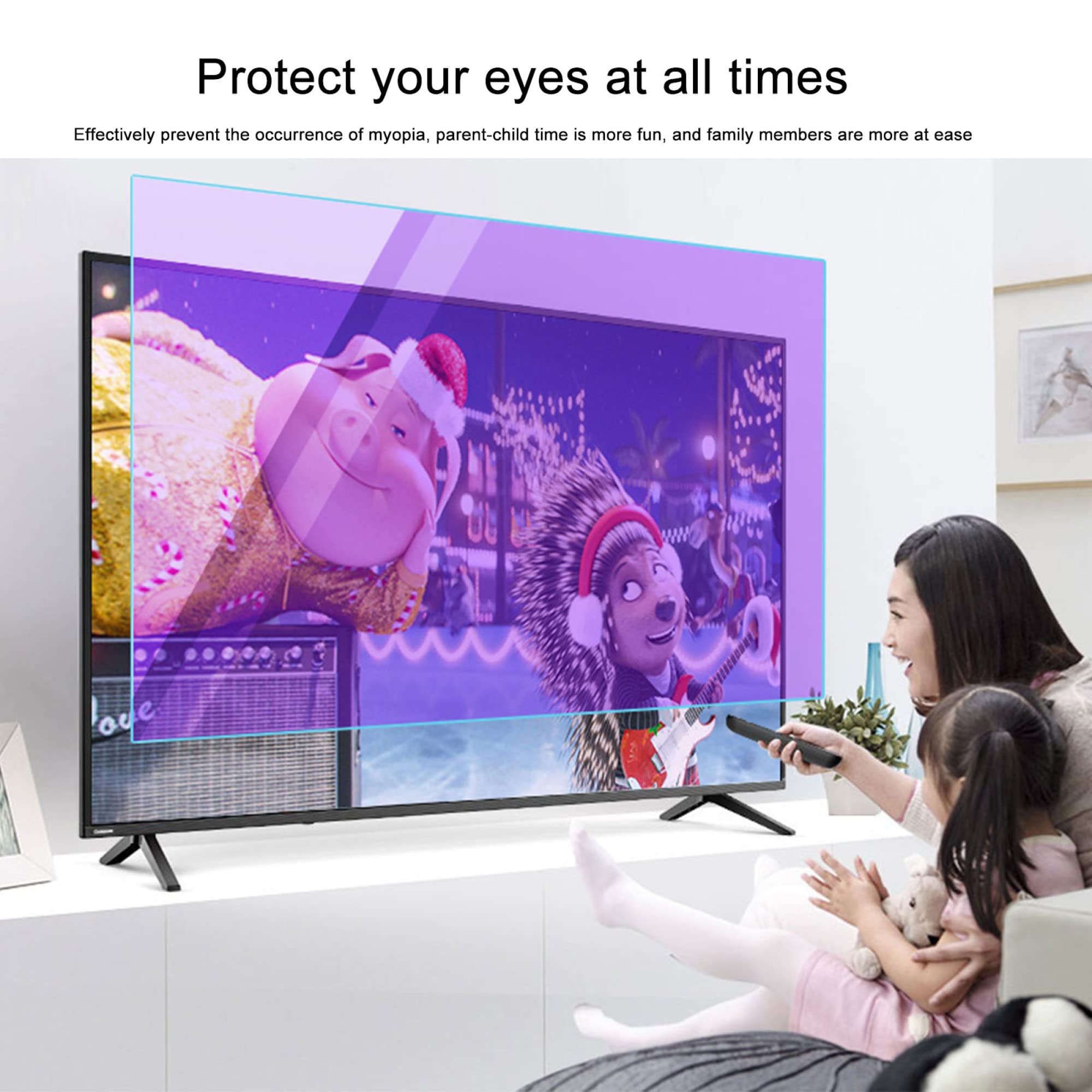 Folia ochronna na ekran telewizora, AntiGlare AntiBlue Light AntiScratch Injury LCD Protector Film, do telewizorów LED, 4K OLED i QLED HDTV(32in 704x395mm)
