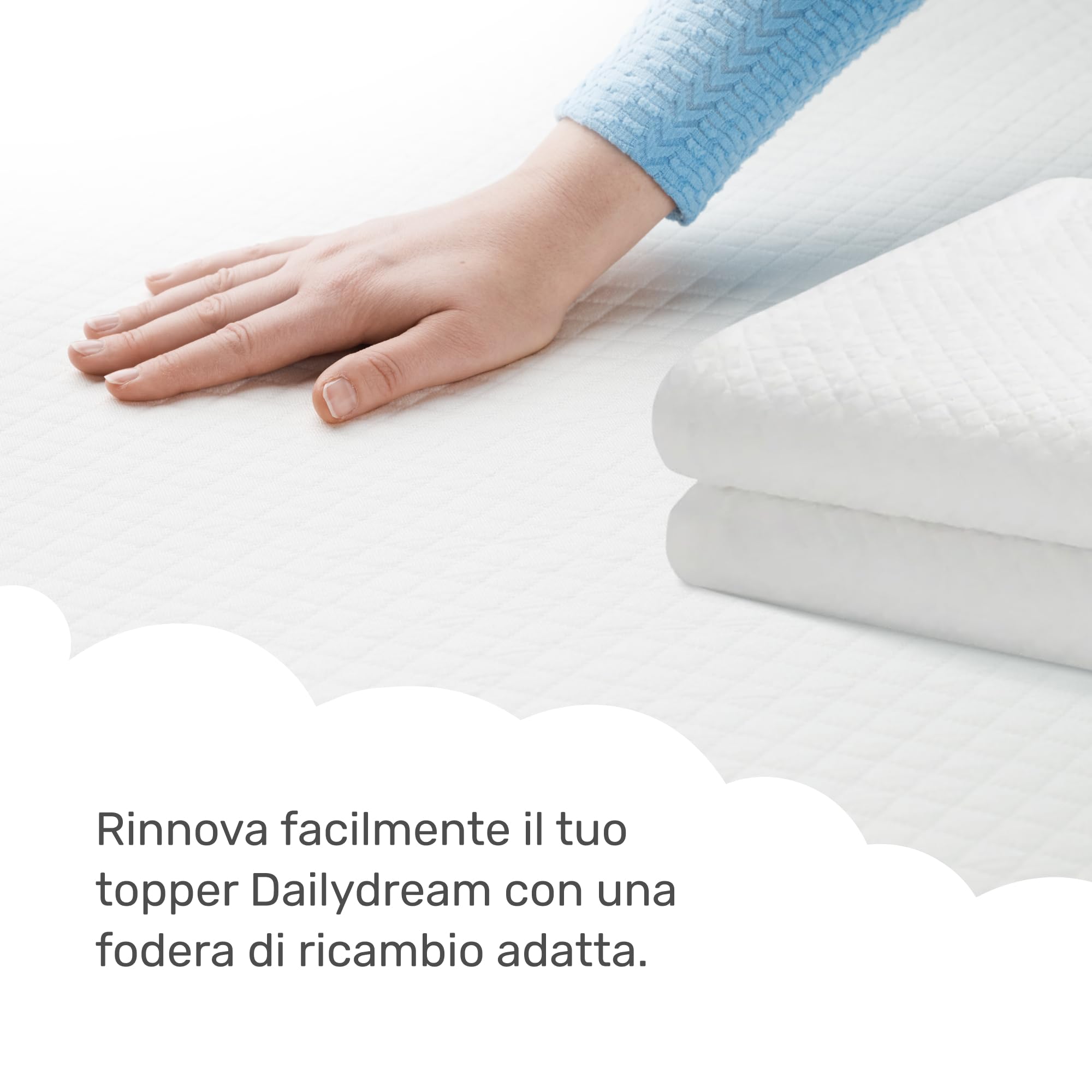 Dailydream Rivestimento per topper, 120 x 200 x 5 cm, lavabile, antiscivolo e traspirante, rivestimento per topper 60% poliestere, 40% viscosa, certificato Oeko-TEX