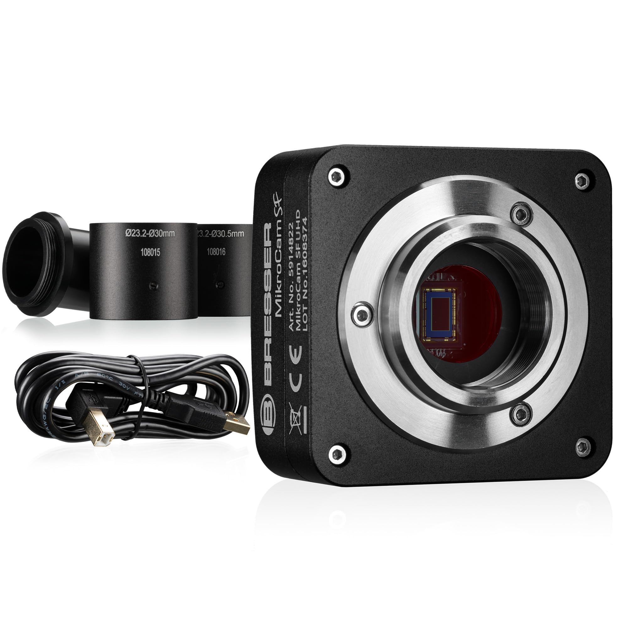 Bresser MikroCam SF UHD Fotocamera per Microscopio 3840x2160 Pixel Sensore 1/2,5'' C-Mount Stacking di Fuoco Funzione di Misurazione con Adattatori & Software