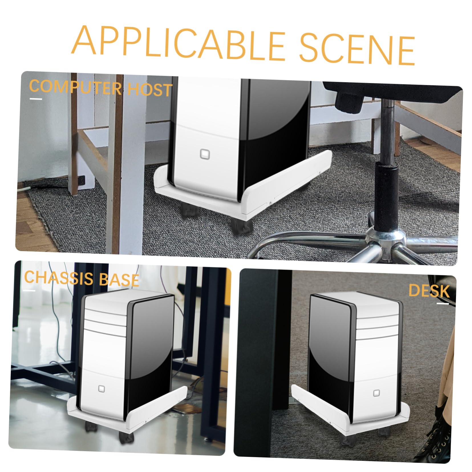 Supporto Torre Computer Rotelle per Scrivania Ufficio, Porta PC Bianco in Legno e Plastico, Salvaspazio Elevata Capacità di Carico per Postazione Gaming
