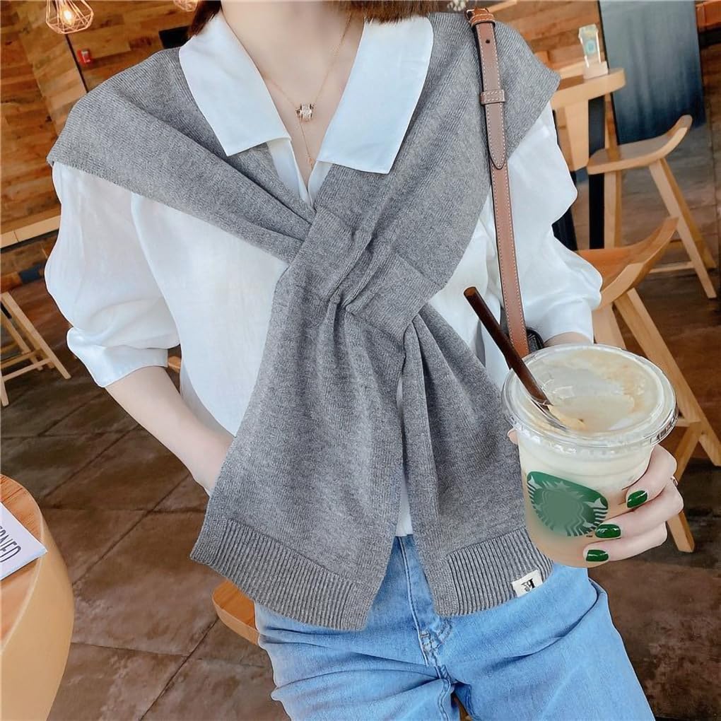 Sweater Shawl Wraps for Women Fashion Knitted Shoulder Shawls Ponchos Casual Sweaters Scarf Cape Wraps with Sleeves - Image 3