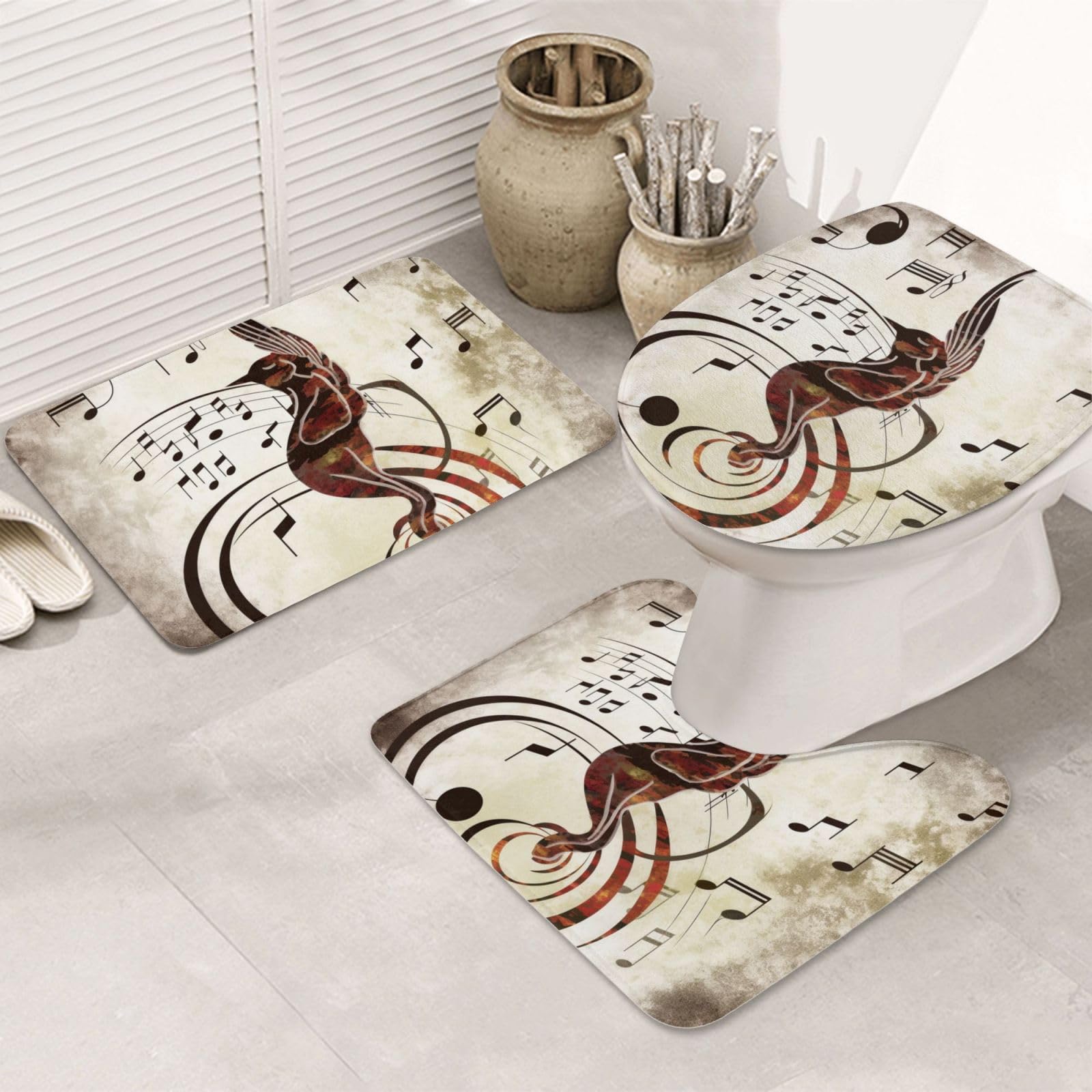 Tapis de salle de bain musique en flanelle pour une ambiance cosy