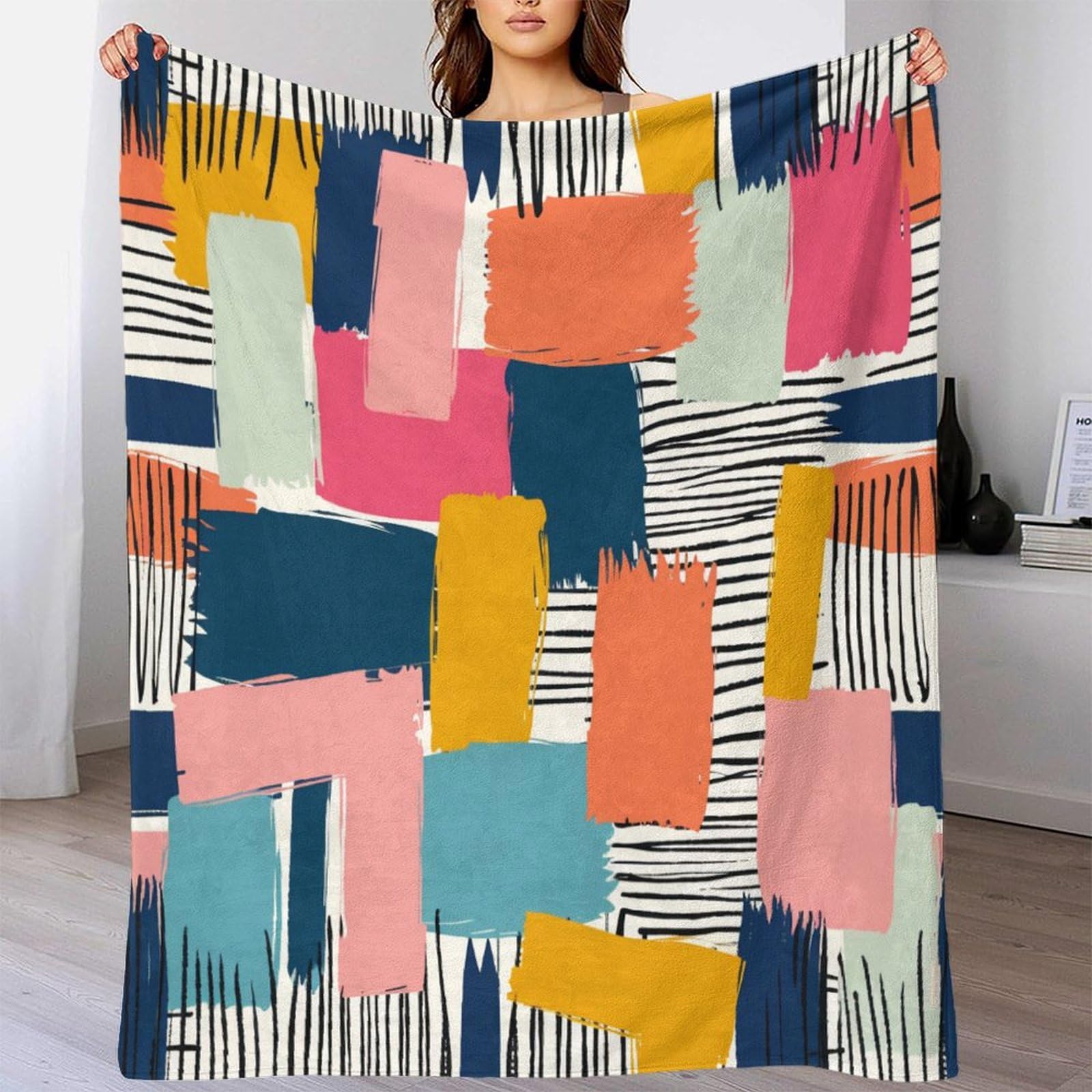 Coperta morbida in pile di flanella, motivo graffiti, regalo di compleanno per amici, famiglia, regalo di Natale per amici e partner, coperta natalizia per divano e letto, 150 x 200 cm