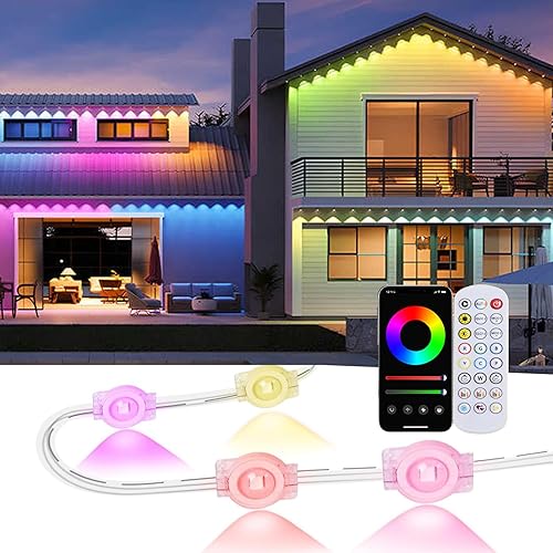Miniatura 1 de Luces permanentes para exteriores, luces de alero RGB con control remoto de aplicación, IP67 impermeable luces LED para Navidad, Halloween,