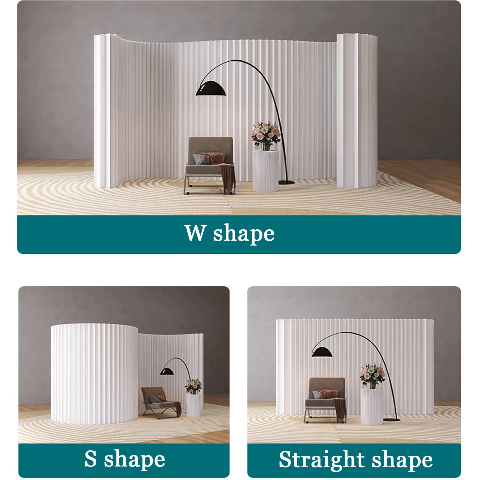 Biombo Papel Plegable Separador de Ambientes Retráctil Independiente para Hogar, Oficina, Tienda Ropa, Pared Divisoria Temporal(L3xW0.28xH1.6M)