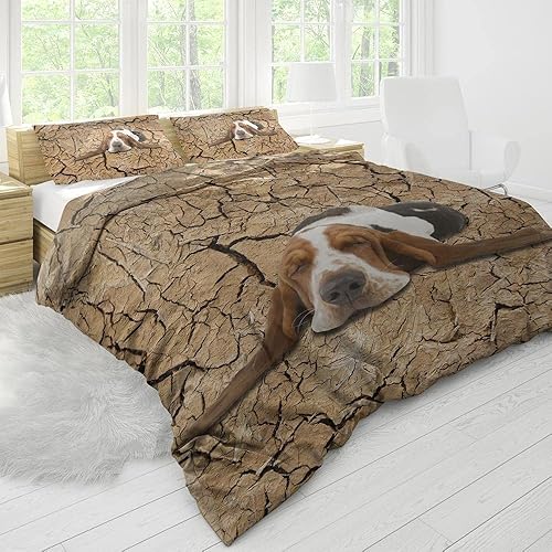 Miniatura 10 de Juego de funda de edredón de 3 piezas con diseño de cara divertida, lindo corazón personalizado tamaño Queen, funda de edredón de microfibra blanca,