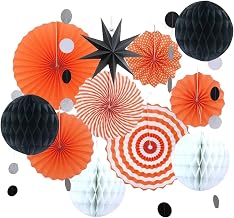 monoii d871 Set of 12 Halloween Decorations Garland Decorations Halloween Paper Fan Hanging Ornament Party Decoration