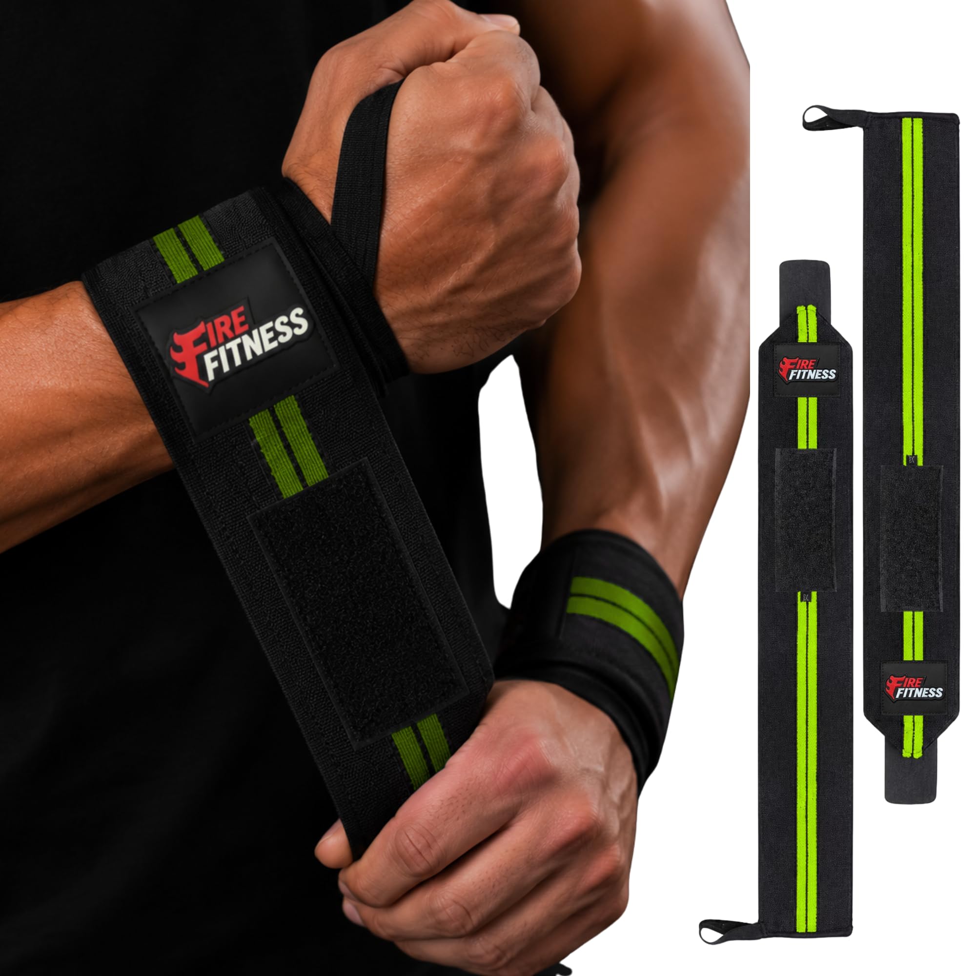 Wrist Wraps for Gym Weight Lifting Wrist Strap |Thumb Loop, Adjustable Wrist Strap for Powerlifting, Bench Press & Workout | Fire Fitness-image-33