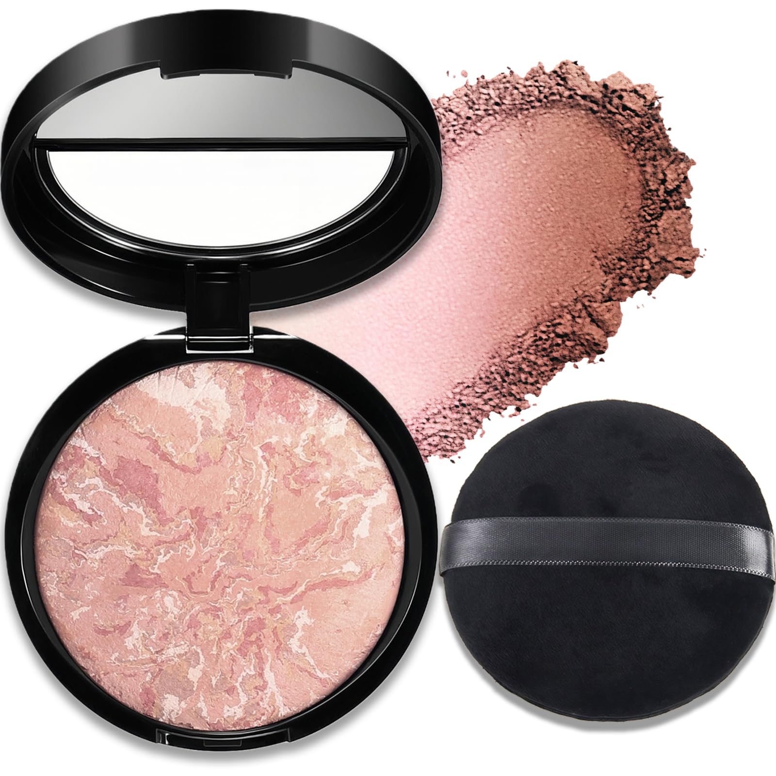 Mineral Magic Powder Foundation for Mature Skin, Baked Colour Correcting Powder with Sponge, Medium to Full Coverage Oil-Control Smooth Makeup - Suitable for Light Skin Tones (Fair)