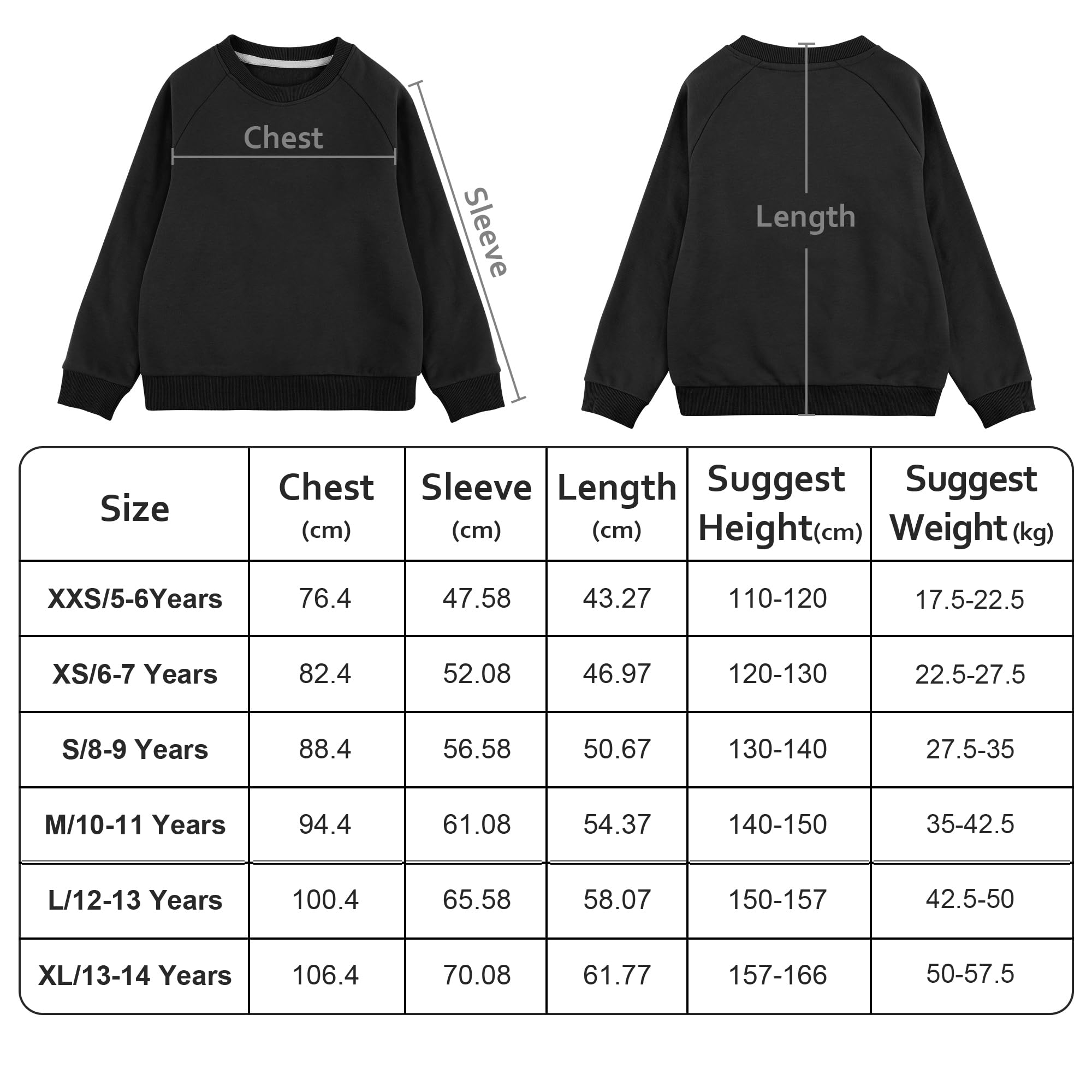 BIG ELEPHANT Sudadera Infantil de Cuello Redondo para Niños – Pullover de Forro Polar Delgado, Manga Larga, Suave y Cálido