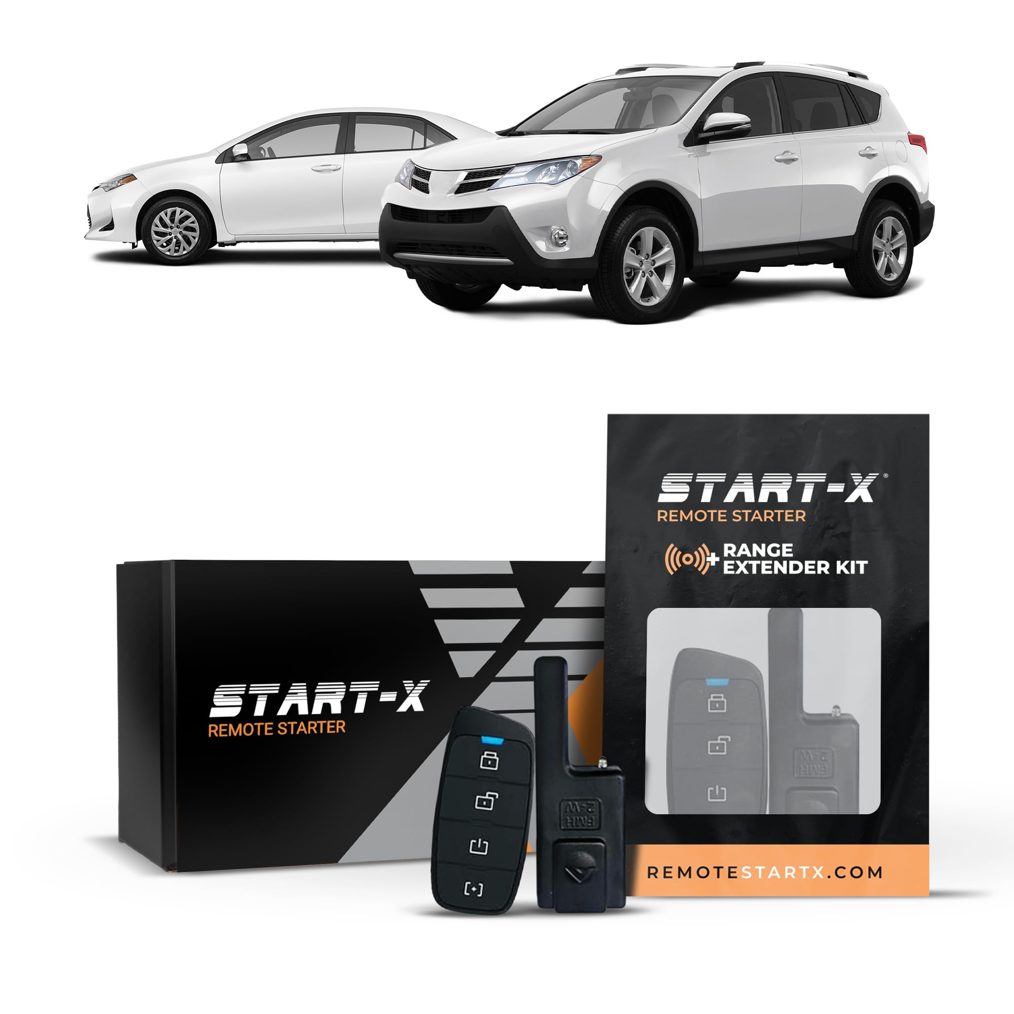 Start-X Remote Starter Kit + 3000ft 2 Way Range Extender for Toyota RAV4 (2013, 2014, 2015, 2016, 2017, 2018), Corolla (2014-2019) Vehicles with Push-to-Start Ignition