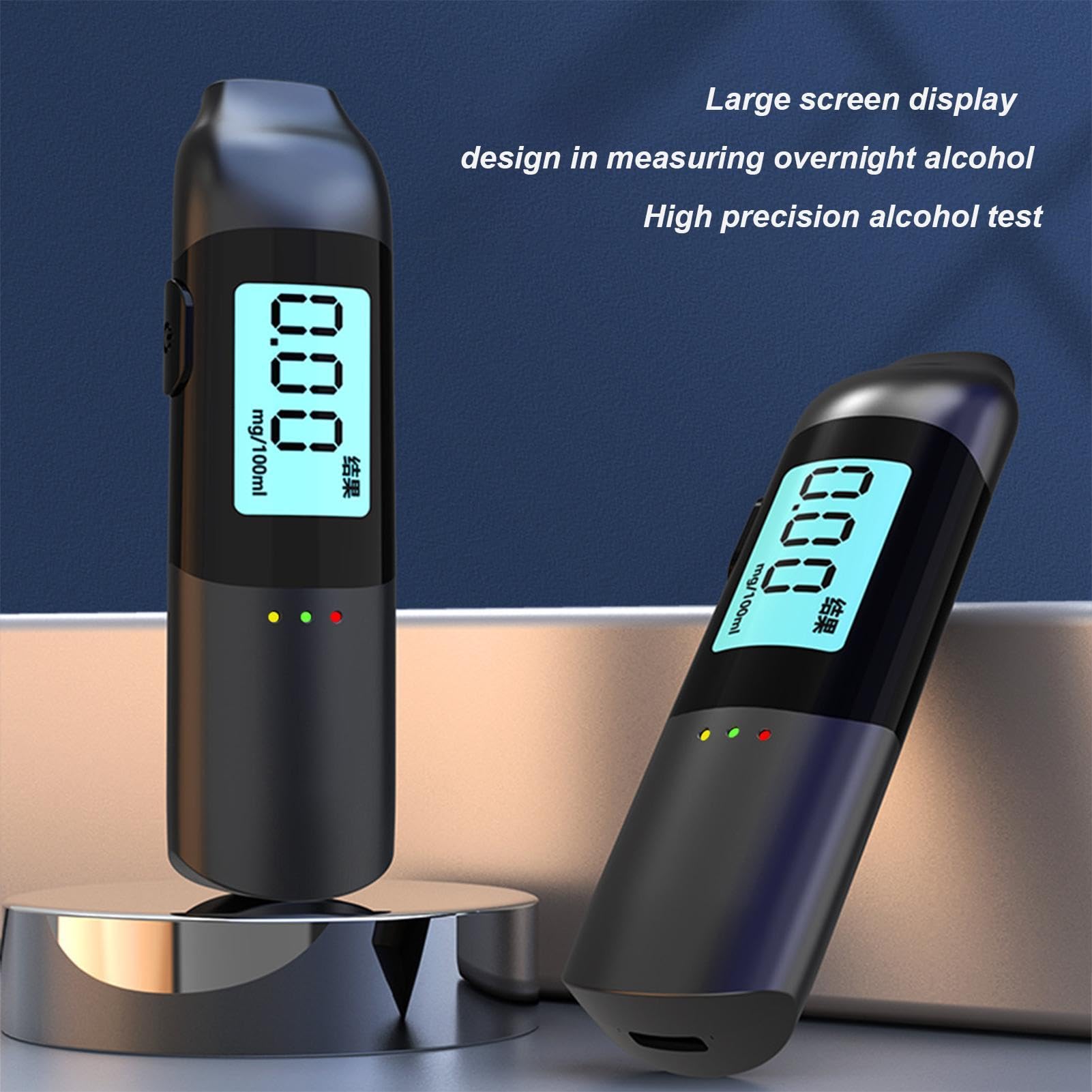 Etilometro per alcol tester, kit per analisi 'alcol, etilometro accurato per uso domestico, 9,2x2,6x1,6 cm 3,62x1,02x0,63 pollici Tester per alcol portatile per la sicurezza personale (Nero)