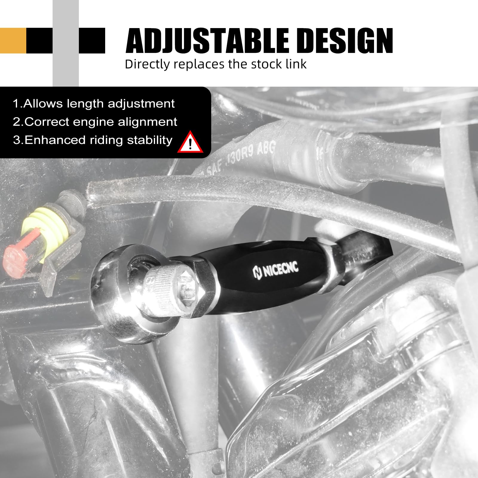 NICECNC Motorrad Motorhalterungsbügel Motorstabilisator Verbindung Compatible with Harley-Davidson CVO Road Glide Limited FLTRKSE2022-2023, Ersatz für 16219-09, Aluminium, Schwarz, Siehe
