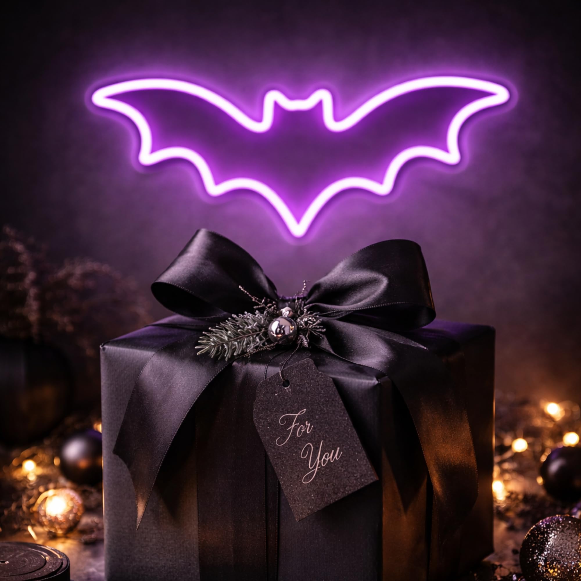 Neón Murciélago LED Grande (50x20 cm) | Cartel Luminoso Dimerizable Gaming Profesional | Decoración Setup Streamer