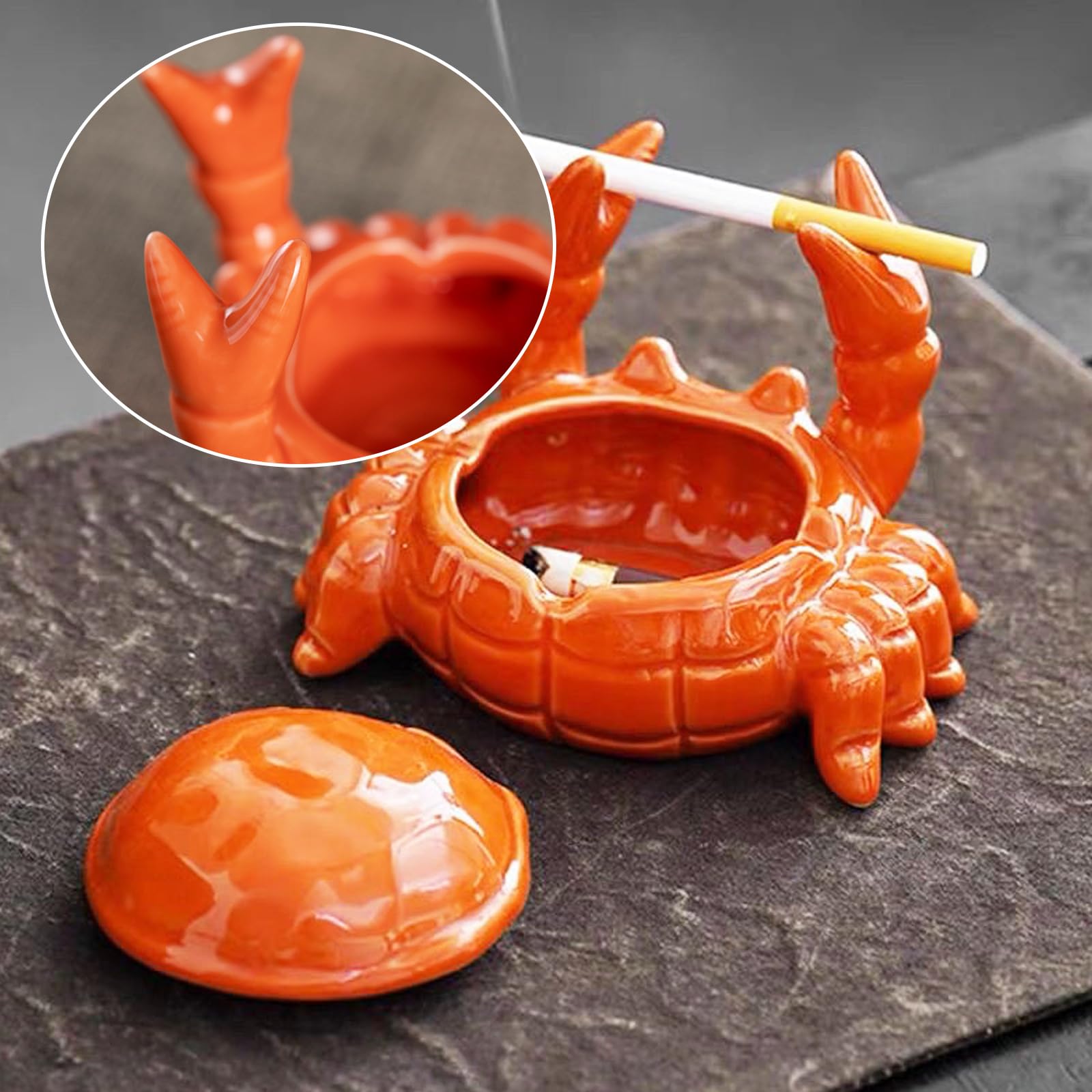 Popielniczka, elegancka ceramiczna popielniczka z pokrywką, kreatywna i zabawna, przeciw muchom, do salonu i biura domowego