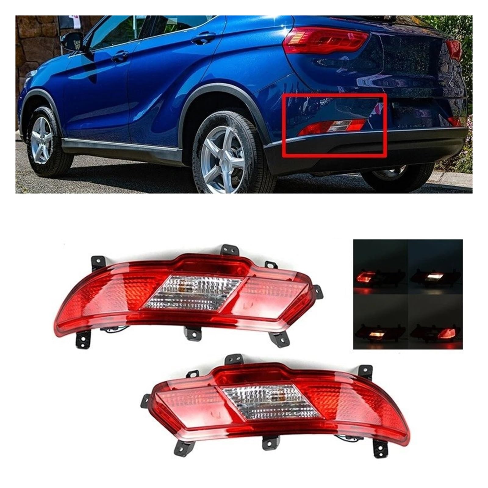 Pilotos Traseros coche Para DFM Para DFSK Para Glory 500 E3 Luz Parachoques Trasera Del Automóvil Freno Marcha Atrás Lámpara Advertencia Antiniebla(Izquierda)