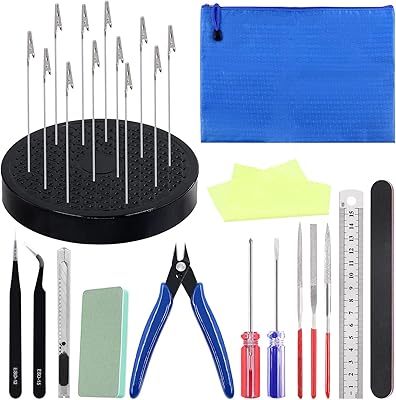 Glarks 27Pcs Gundam Model Building Tools Hobby Model Tools and 360 Degree Rotation Model Painting Base Holder Alligator Clips Assortment Kit for Model Making Lover and DIY Projects