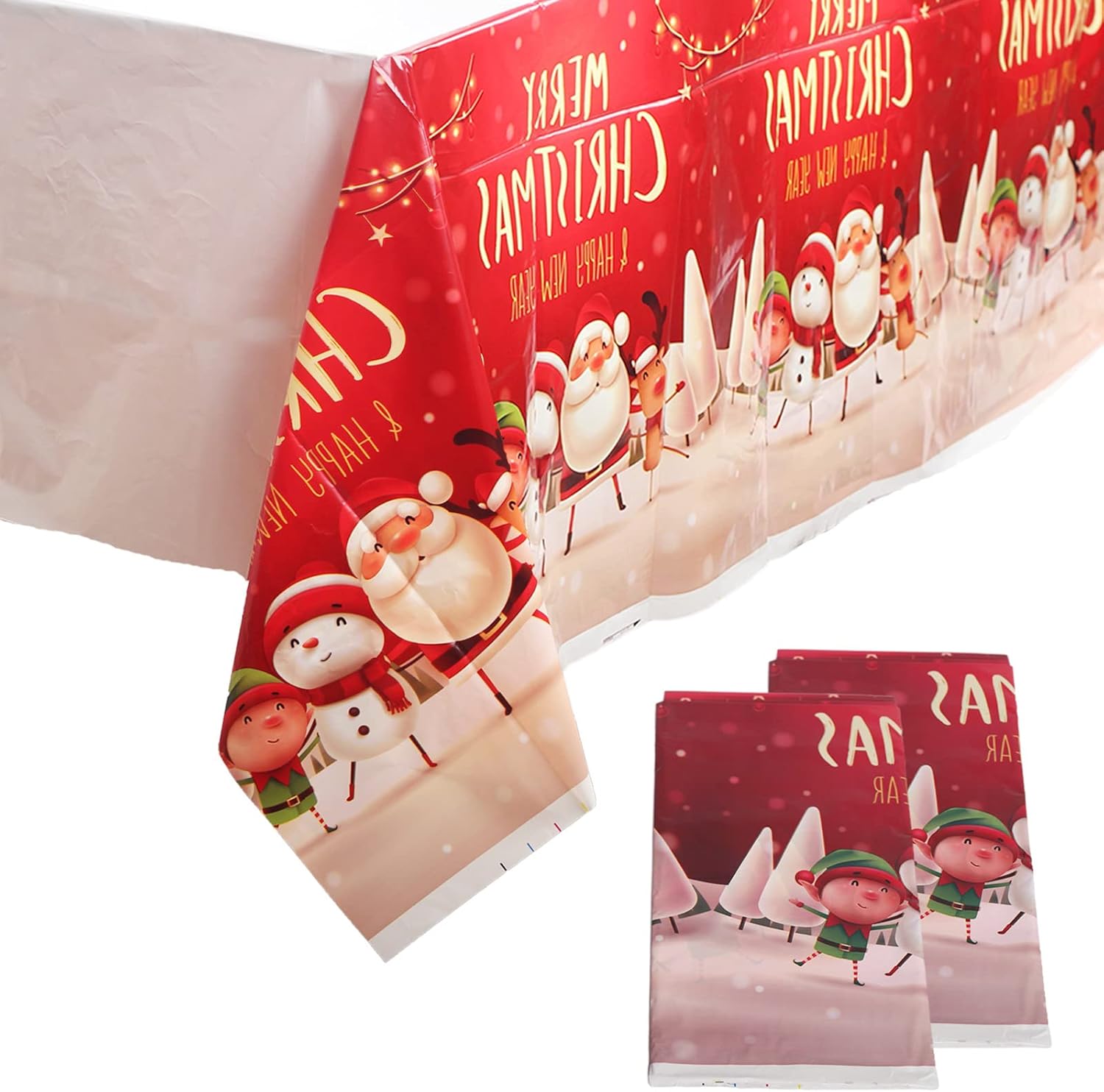 2pcs Christmas Table Cloth Disposable Red Paper Tablecloths, 130*220cm