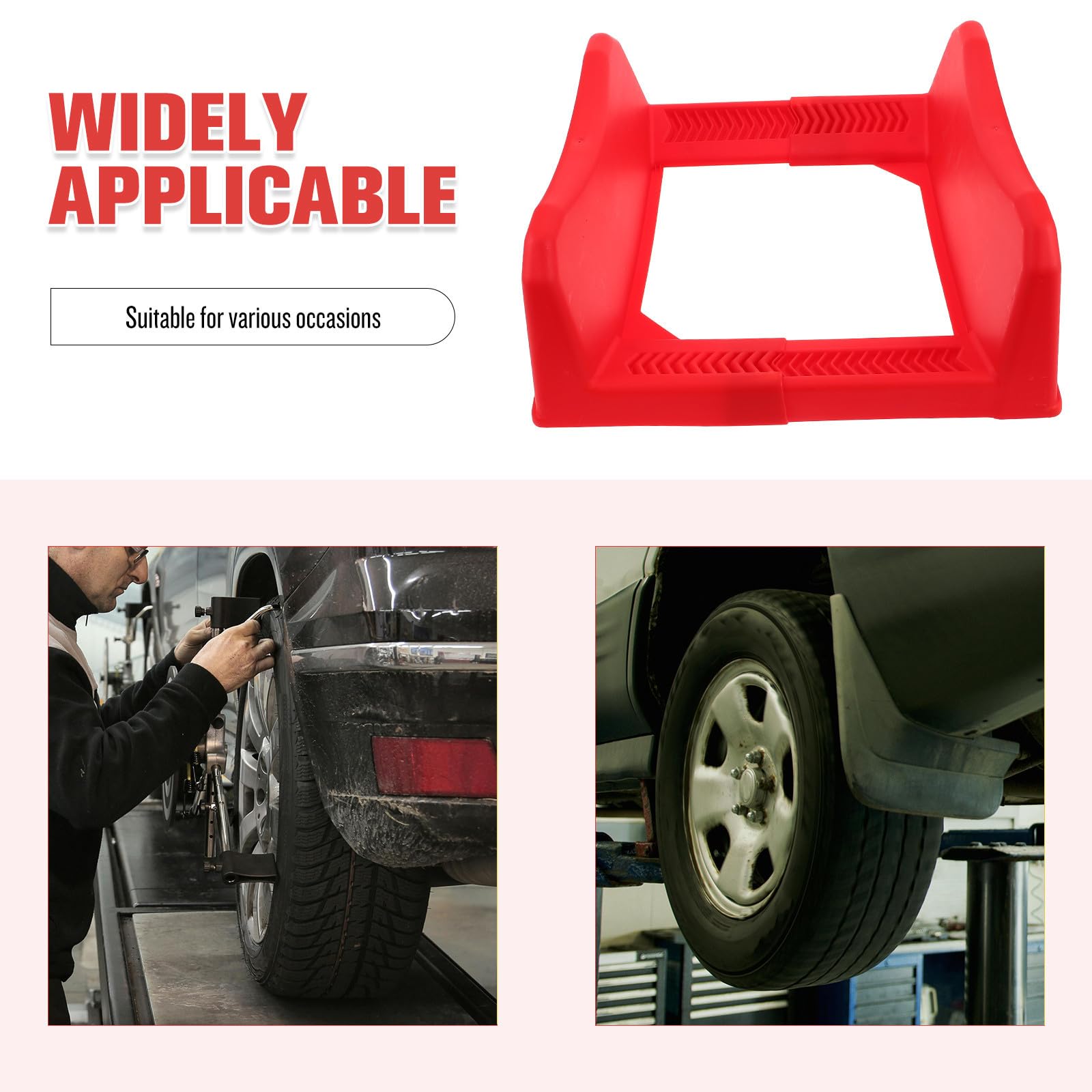 USHOBE Rastrelliera Porta Pneumatici in Plastico Rosso, Design Regolabile e Portatile, Scaffale Semplice ed Elegante per Garage e Spazi Commerciali