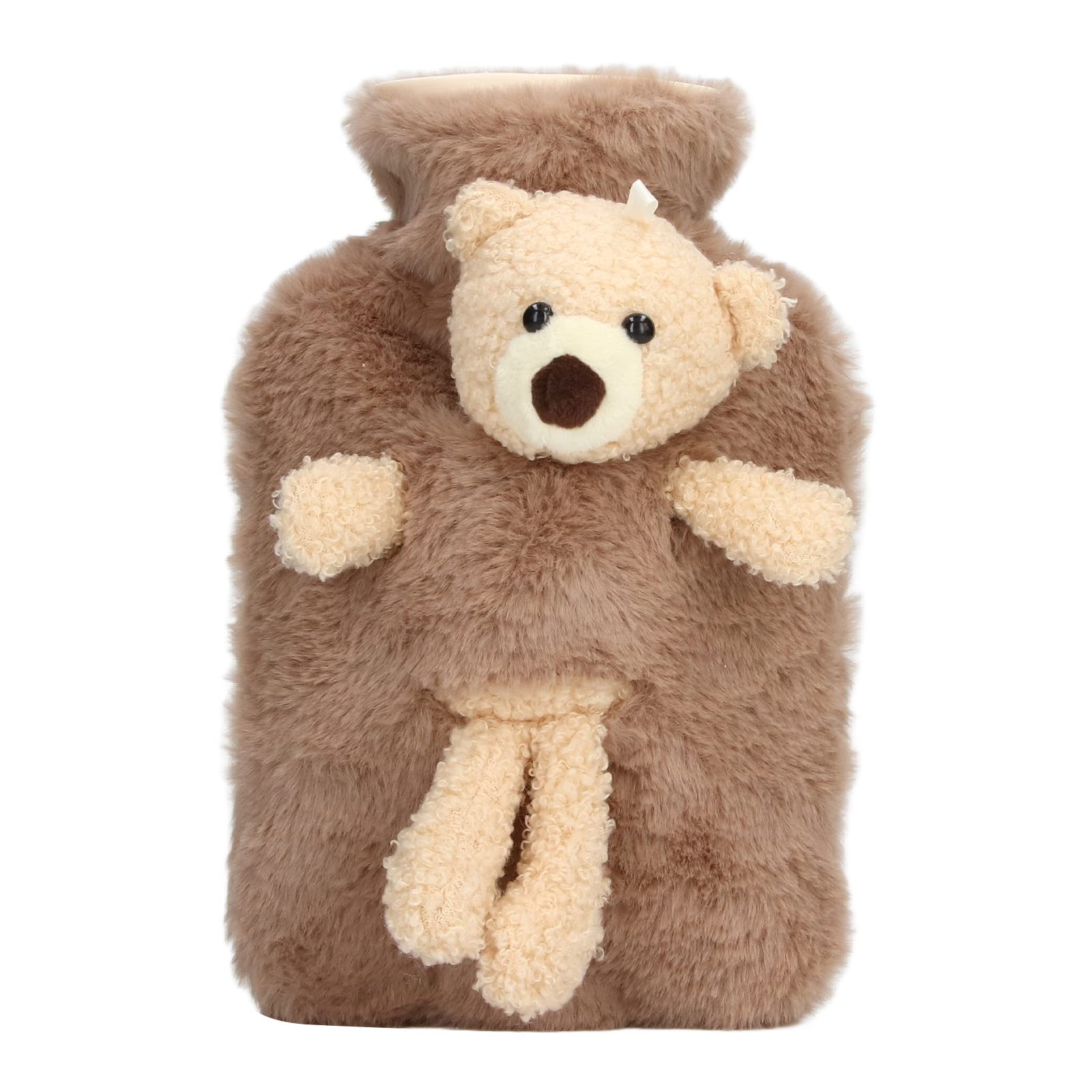 HAOHIZE 1000ml Hot Water Bag,Hot Water Bottle Multifunctional Capacity Wide Mouth Cute Cartoon Hot Water Bottle for Homes Office (Brown)