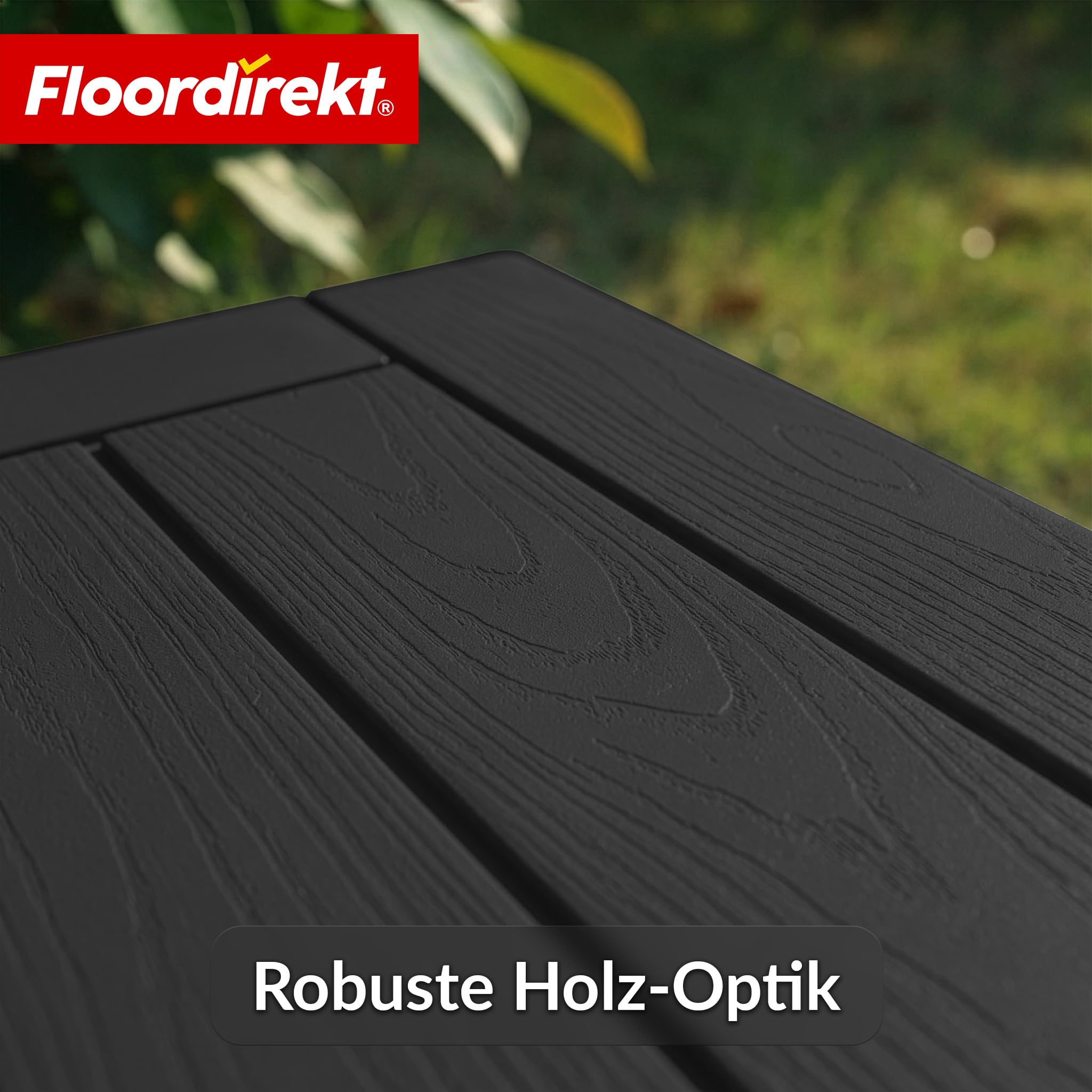 Floordirekt Aufbewahrungsbox - Anthrazit- Wetterfeste Auflagenbox für Terrasse & Balkon - 118L - Gartenbox - 56 x 43 x 53 cm (118 L)