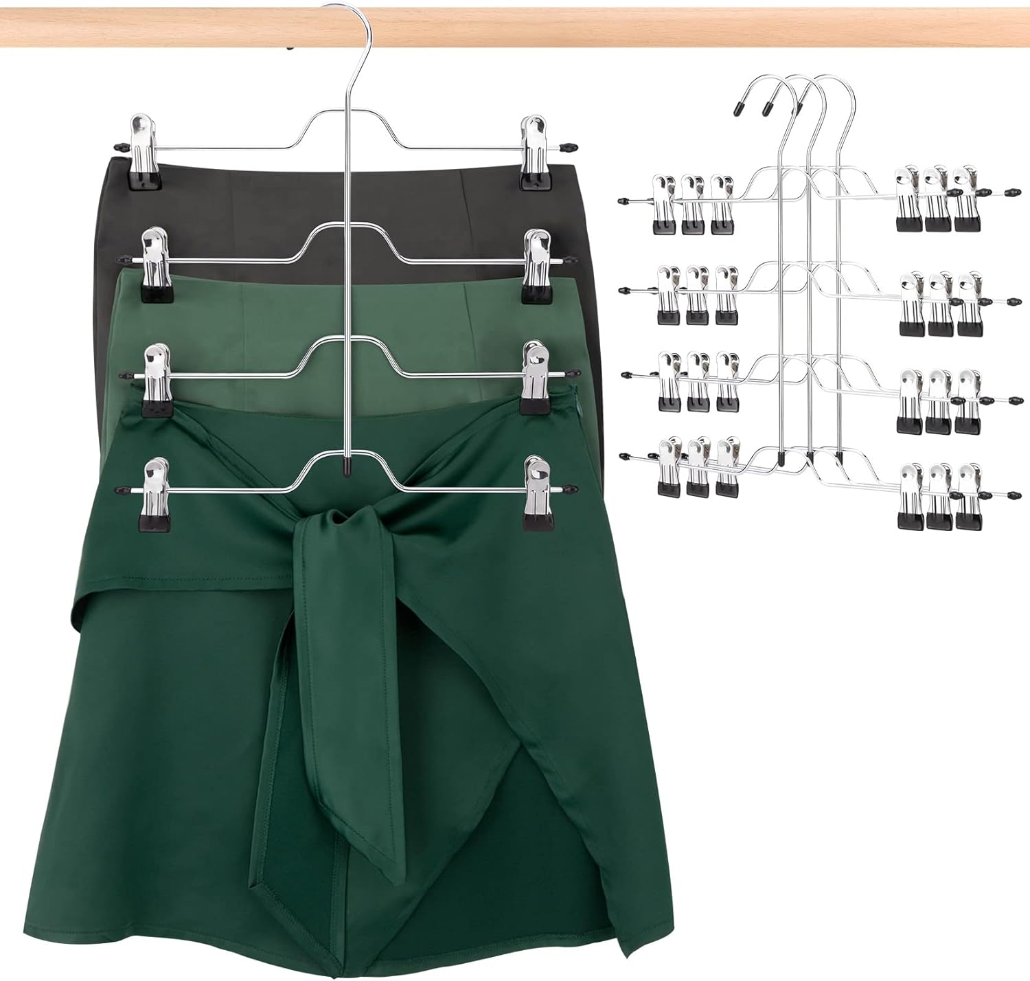 ZriEy Trouser Hangers with Clips, 4pcs*4Tier hangers for clothes Space