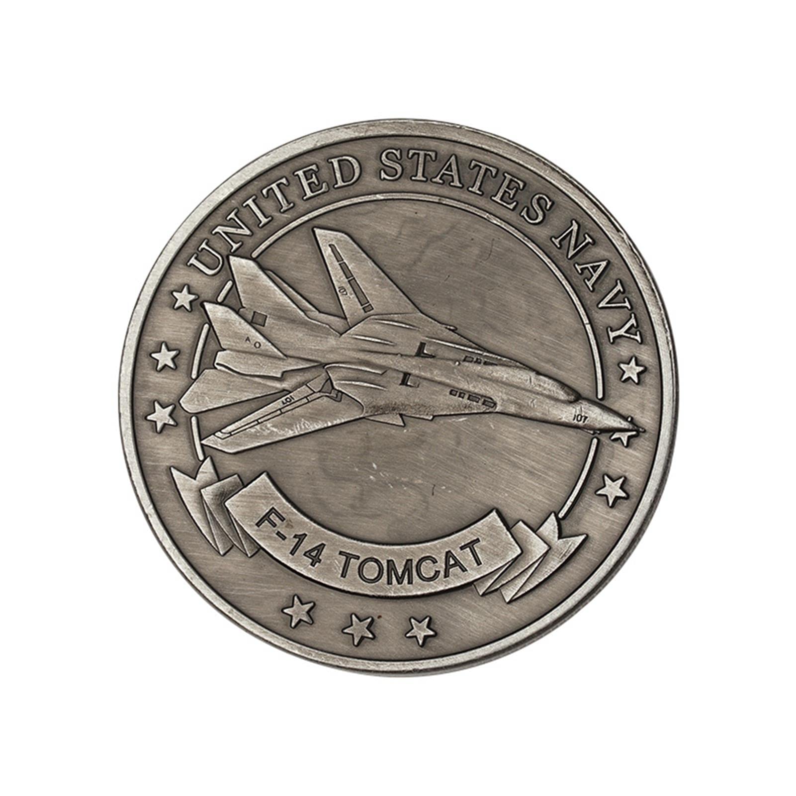 SDBRKYHEmbossed Coin Decoration, F-14 Fighter Memorial Chapter Silver Coin Military Collection Souvenir Set Gift 5PCS