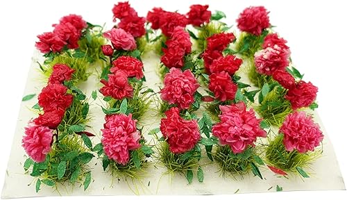 PrettyLife 20 mechones de flores en miniatura para mini casa de muñecas, jardín de hadas, ferrocarril, escenario estático simulado, modelo de micro