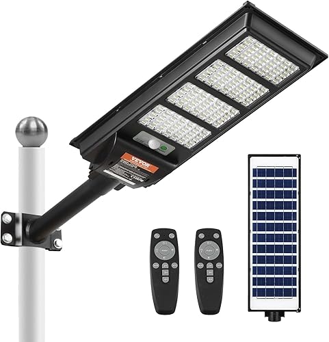 VEVOR Luz solar de calle de 400 W, luces LED solares para exteriores, 40000 lm con control remoto por infrarrojos, IP66, impermeable, sensor de