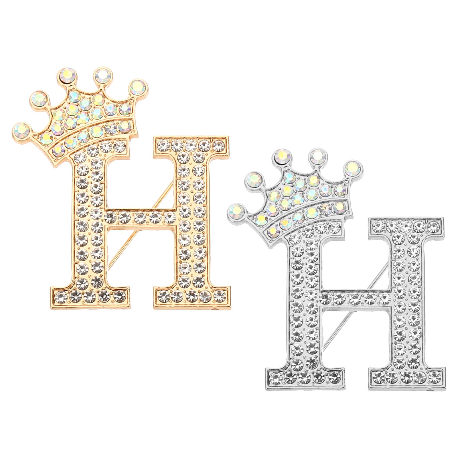PATIKIL Letter Brooch Pins, Crown Initial Rhinestone Alphabet Letter Lapel Badges Pin for Women Suits Dress