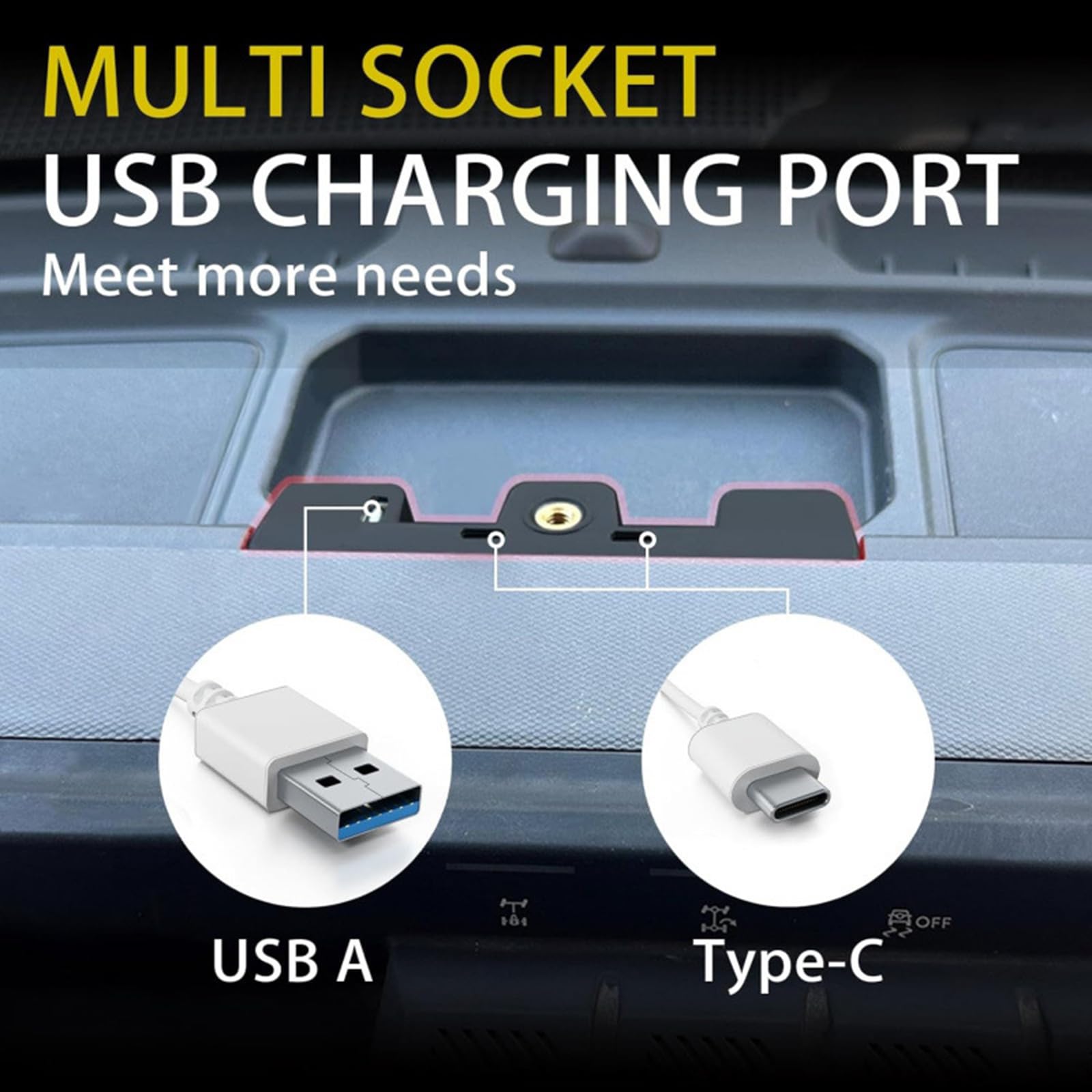 Adattatore di ricarica per auto per dispositivi multipli ABS nero Hub USB con 3 porte supporta tablet laptop per installazione cruscotto ABS Automotive USB Extender