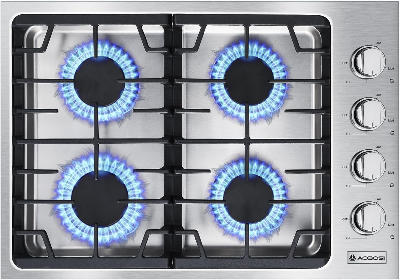 AAOBOSI 30 inch Gas Stove Top, 4 Burners Cooktop with 46,000 BTUs NG/LPG Convertible, Propane Cooktops with Covers, Cast Iron Grates, Ideal Gas Stoves for RV, Kitchen, Home AAOBOSI 30 inch Gas Stove Top, 4 Burners Cooktop with 46,000 BTUs NG/LPG Convertible, Propane Cooktops with Covers, Cast Iron Grates, Ideal Gas Stoves for RV, Kitchen, Home