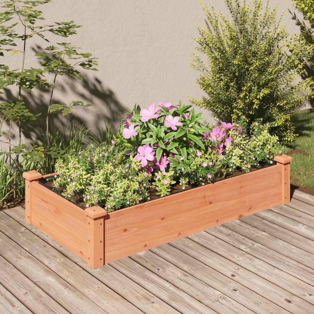 PUGYNBK Fir Wood Raised Garden Bed with Fabric Liner for Outdoor Patio and Balcony Planting