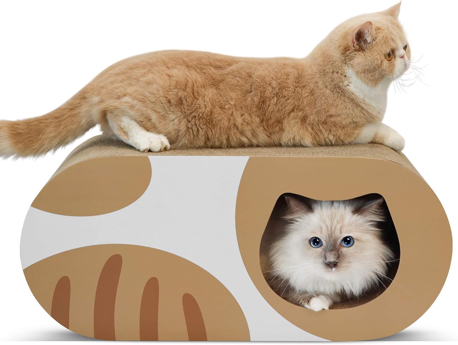 ComSaf Big Cat Scratcher Lounge, Large Corrugated Cat Scratcher House with Hole, Reversible Scratching Lounger Sofa Bed, Scratching Pad for Indoor Cat, Kittty, Furniture Protector, Cat Training Toy