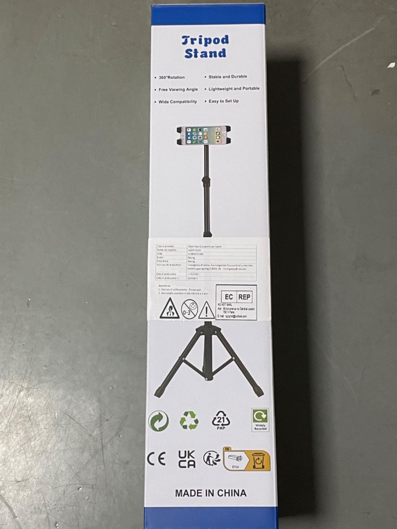 Statyw podłogowy do tabletu iPad 7-10 cali, składany, z etui transportowym