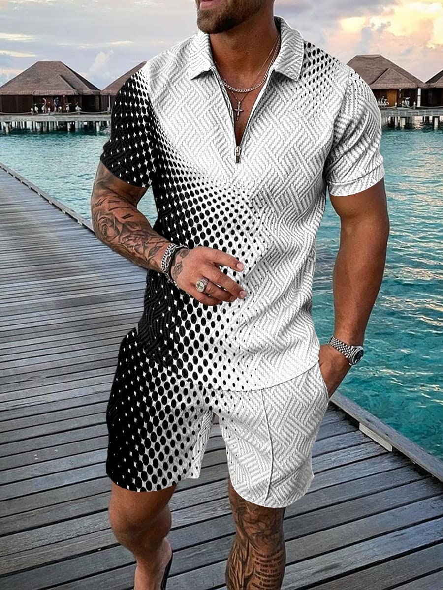 Letni hawajski dres treningowy, odzież męska, spodnie polo, zestaw 2 szt, 1114, XL