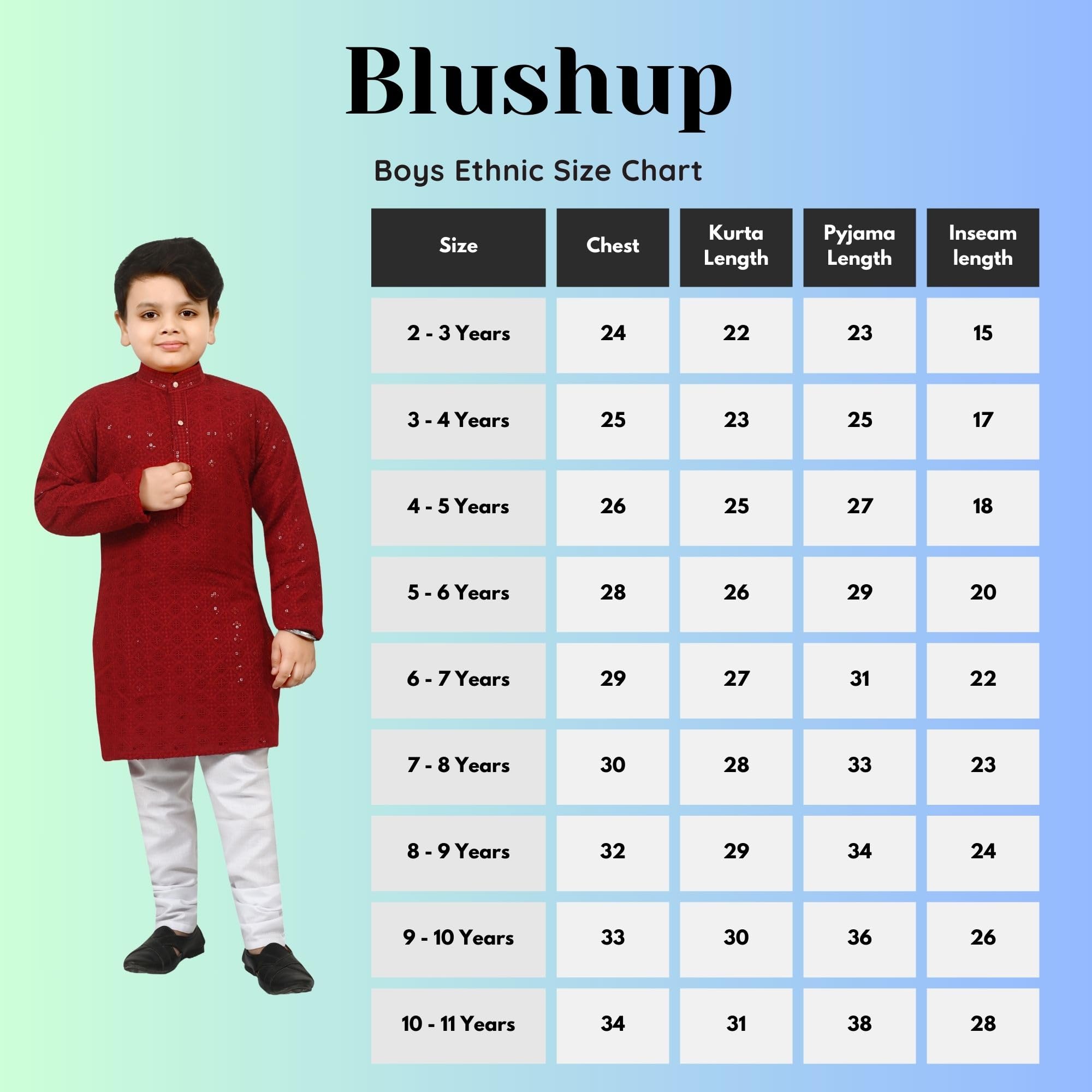 Blushup by Arshia Fashions Sequin Print Embroidery Mirror Work Kurta Pajama for Boys || Boys Ethnic Wear Set 2