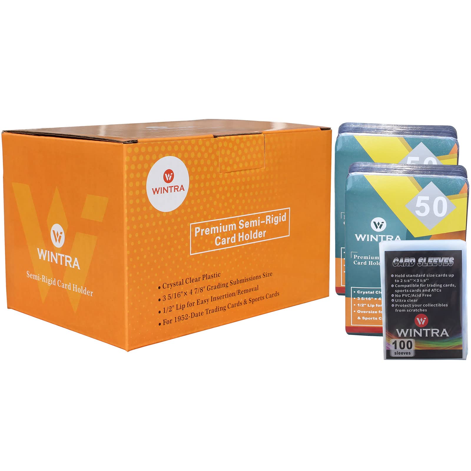 100 Count Semi-Rigid Card Holder with 100 Pack Penny Sleeves, Quality Card Submission Card Sleeves Protectors