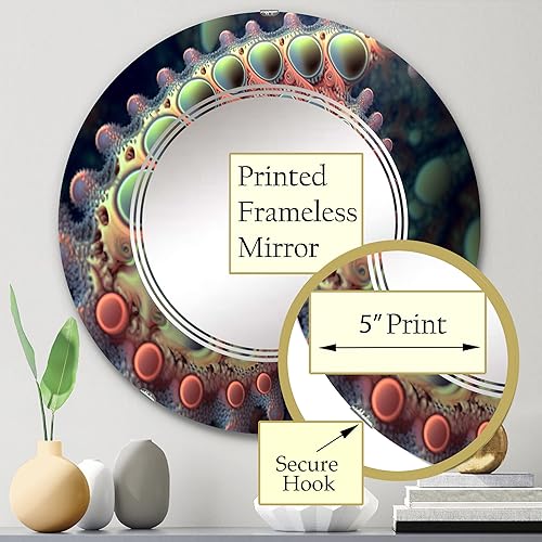 Miniatura 8 de DesignQ Pastel Fractal Spiral Universe I- Vanity Mirror, Bathroom Mirrors, Wall Mirrors for Living Room, Bedroom - Round Mirror - Large 24'x24',