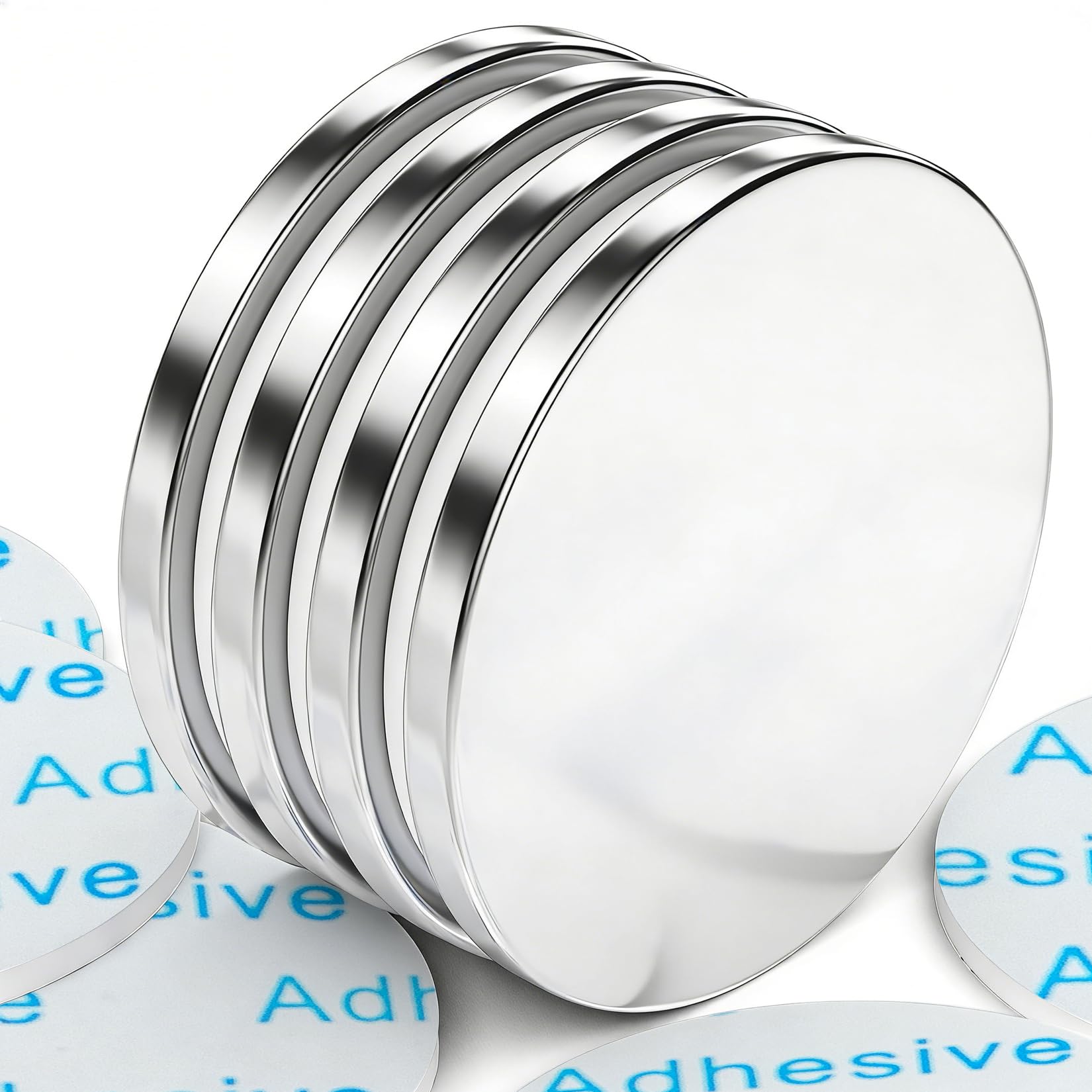 4 Pack Strong Magnet, 30 x 3 mm 8 KG Pull Super Strong Neodymium Disc Magnets, Magnet Strong with Double-Sided Adhesive, Powerful Permanent Rare Earth Magnets for Fridge, Building, Craft, Office,DIY