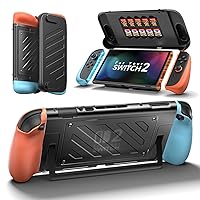 Vista 10 de JSAUX Protective Case for Nintendo Switch 2, Split Design with TPU Frame & PC Front Cover, Ergonomic Non-Slip Grip, 10-Game Card Storage, Kickstand