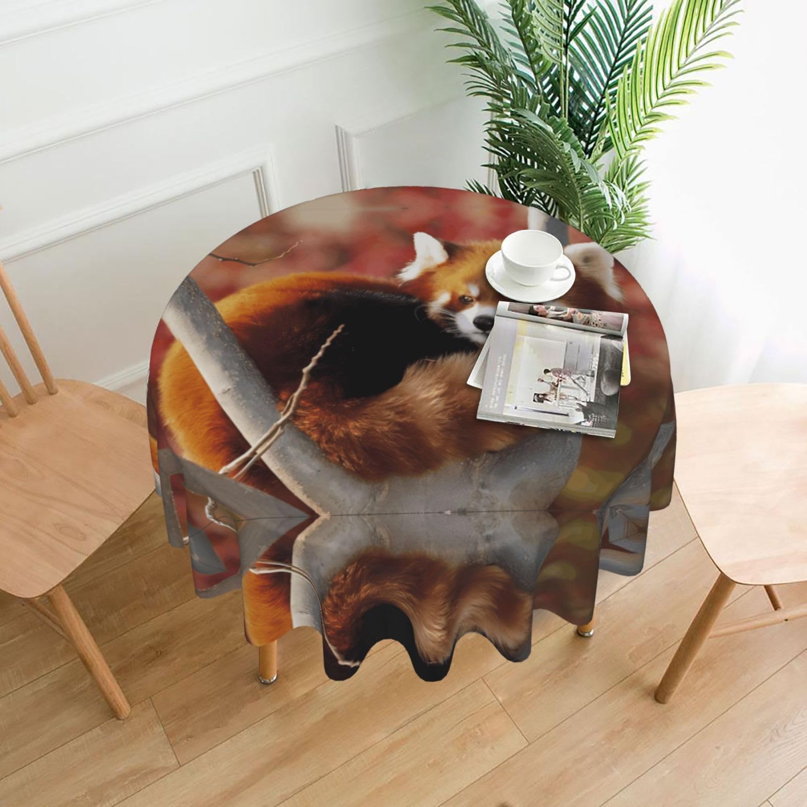 hhxvcv Red Panda Round Tablecloth – Dining Table Cover