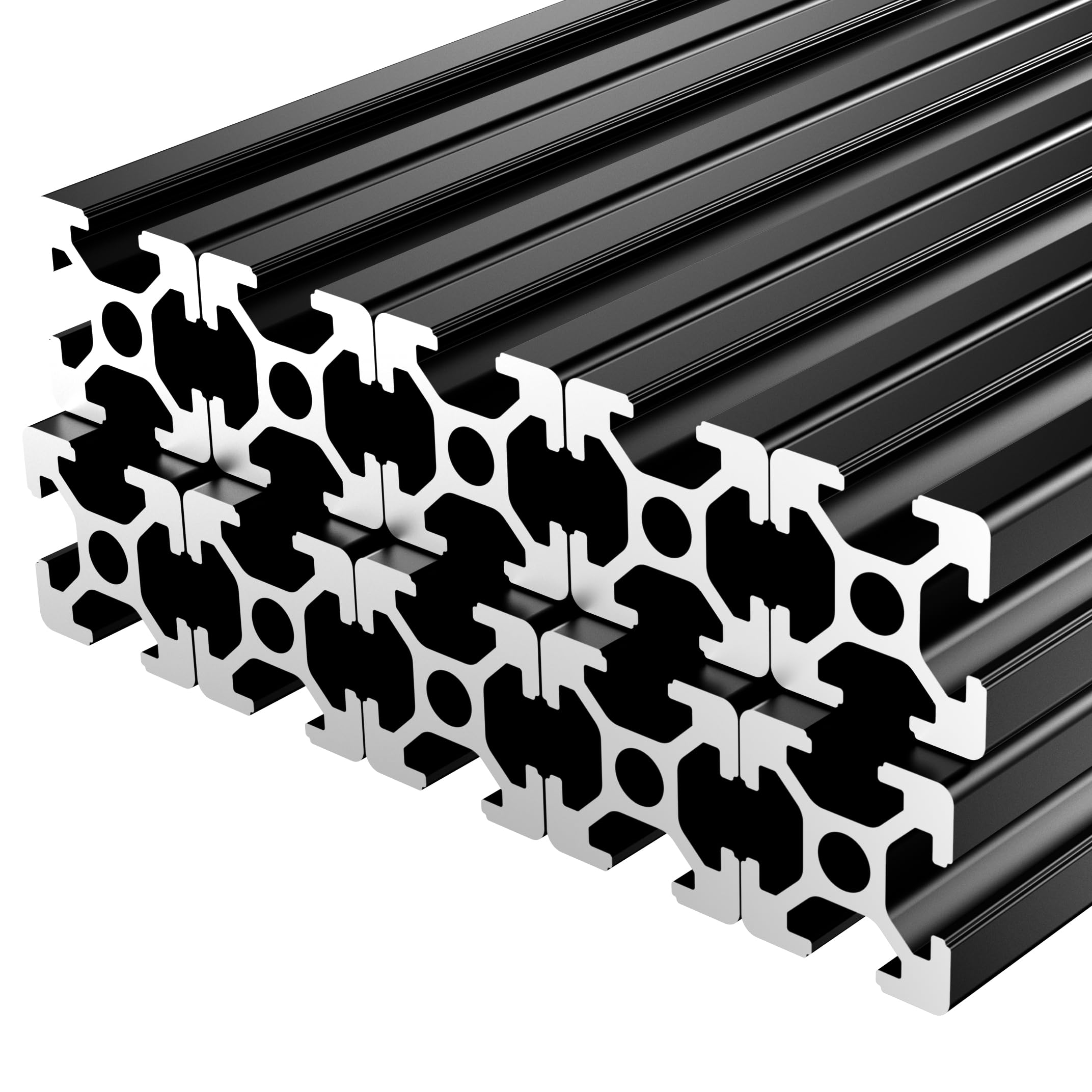 10pcs 1000mm T Slot 2020 Aluminum Extrusion European Standard Anodized Linear Rail for 3D Printer Parts and CNC DIY Black (39.4inch)