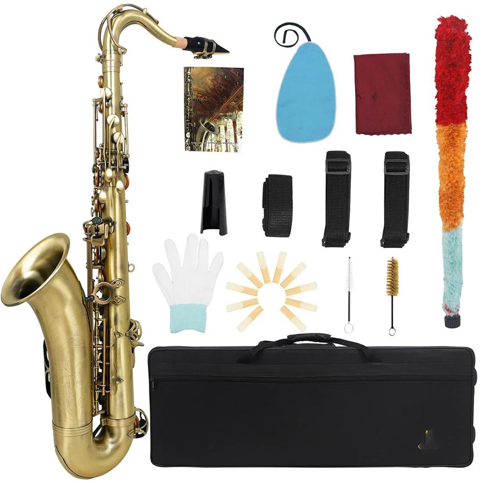 Saksofon Profesjonalny Zestaw saksofonu tenorowego w stroju Bb Profesjonalny instrument dęty blaszany W zestawie ściereczka do czyszczenia rękawiczki stroiki ustnik