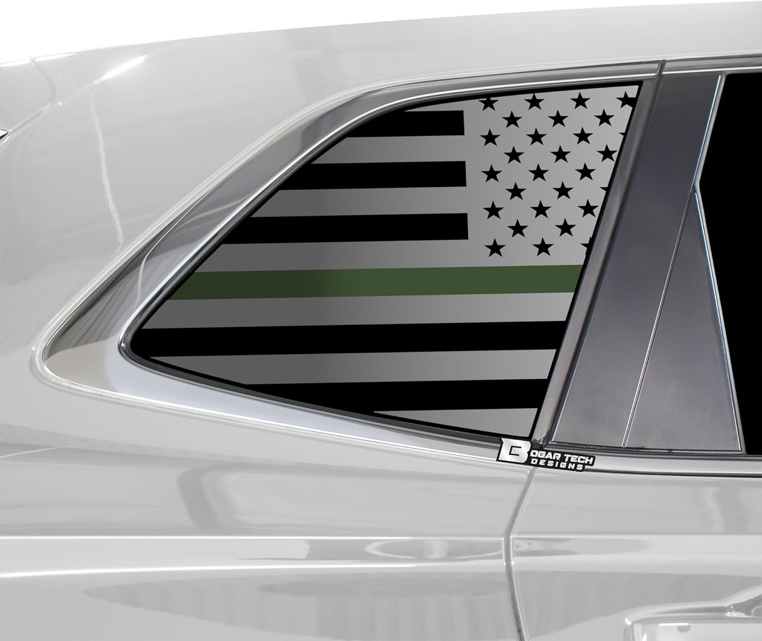 BOGAR TECH DESIGNS Precut Quarter Window American Flag Vinyl Decal Sticker Compatible with Honda CR-V 2023-2025, Matte Black