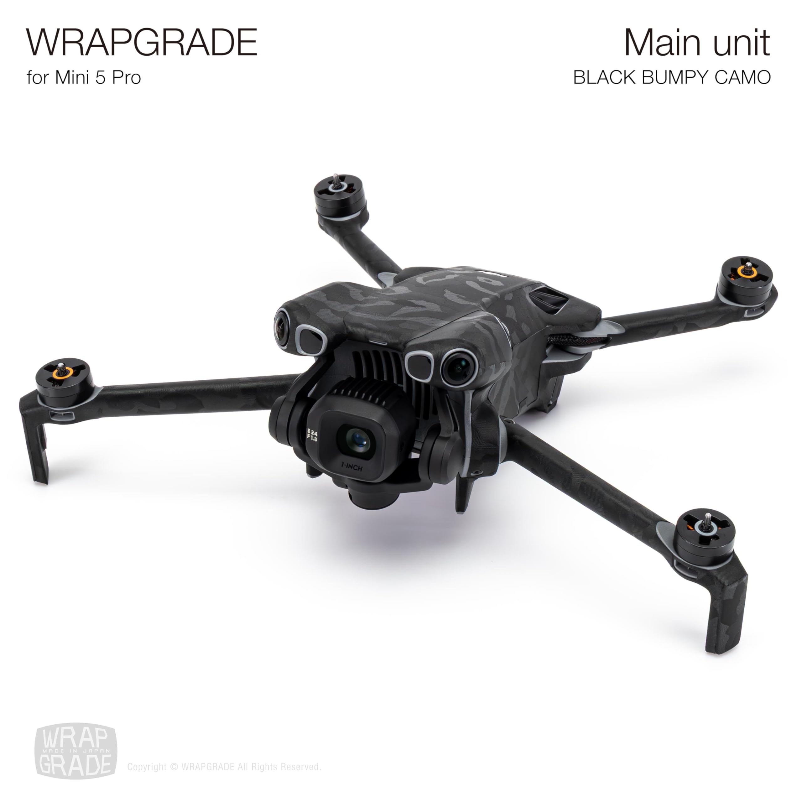 WRAPGRADE Skin Stickers Compatible with DJI Mini 5 Pro (Black Bumpy Camo) - Image 3