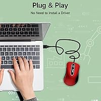 Vista 7 de memzuoix Ratón con cable, ratón USB para computadora de 1400 DPI, mouse óptico móvil de diseño ergonómico con cable de 5 pies para laptop, PC, Rojo