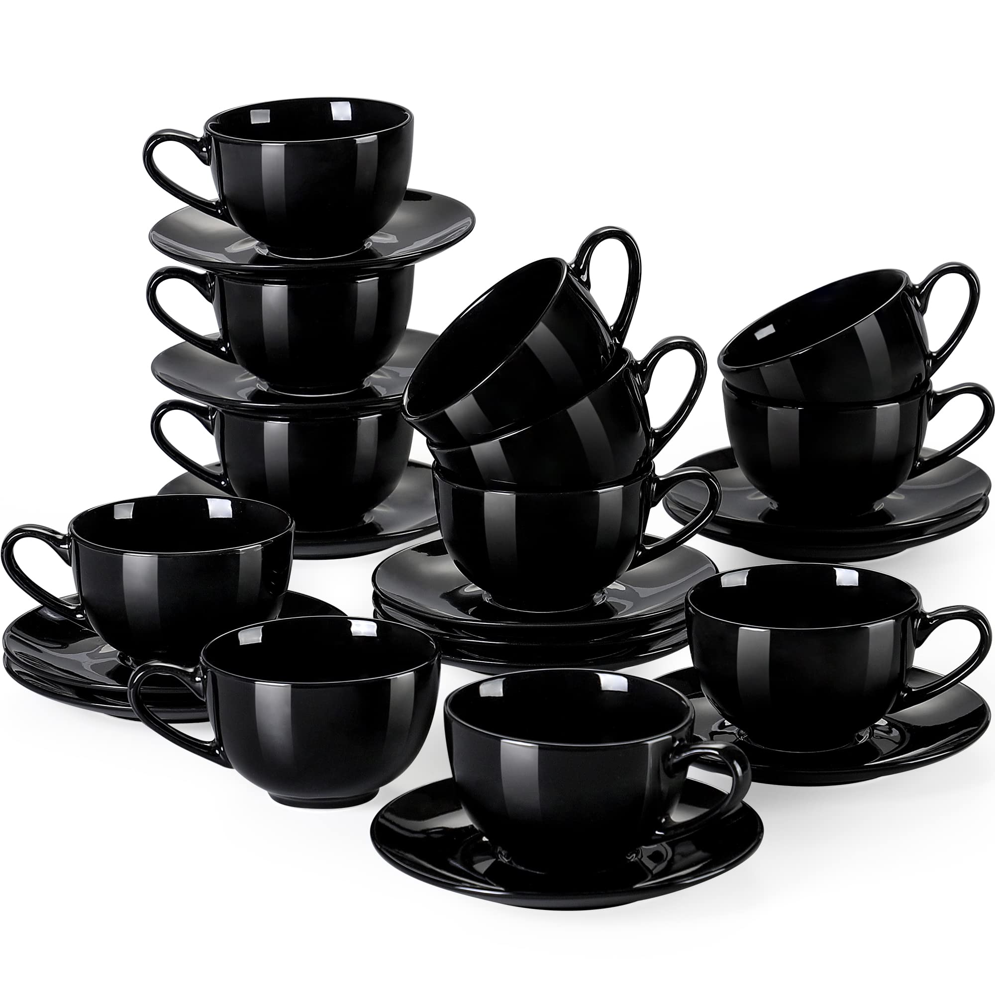 LOVECASA Tafelservice porzellan, CC Kaffeetassen mit Untertassen Set für 6-12 Personen